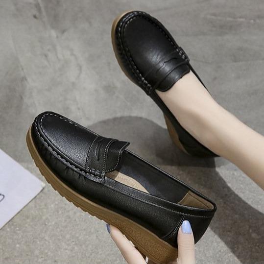 Giày Lười Nữ Đế Độn Da Mềm Êm Chân Thoáng Khí Phong Cách Thời Trang Hàn Quốc Cá Tính Đi Làm Đi Chơi