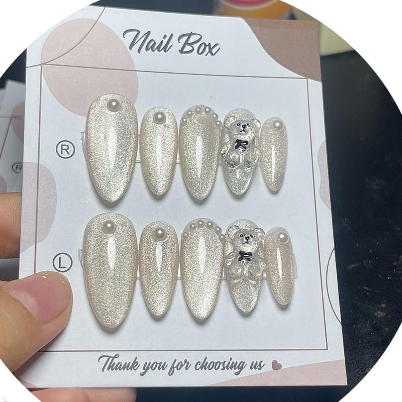 Nail box T14- thạch 46 mắt mèo đính cham gấu