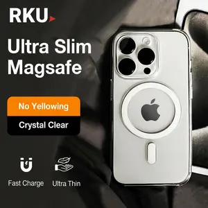 RKU Casing Ponsel Soft Shell Canggih Ultra Tipis Transparan Penyerapan Magnetis Kompatibel Dengan iPhone11/12/13/14/15/16PRO/MAX Plus Shell Pelindung Penutup Soft Shell