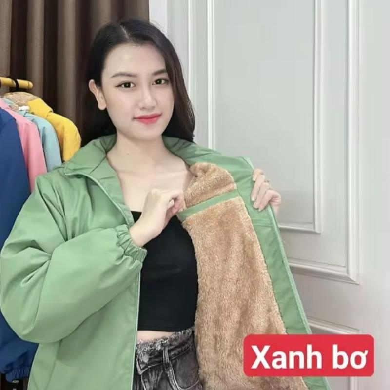  Áo khoác nữ lót lông chống thấm nước Top Jacket Women Kem Đen áo  gió áo  khoác 