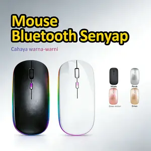 Bluetooth Mouse Rechargeable Wireless 2.4G Silent RGBLED Laptop Mouse Wireless Mouse Nirkabel Portabel Ultra-tipis Yang Tidak Bersuara Dan Memancarkan Cahaya TanpaSuara