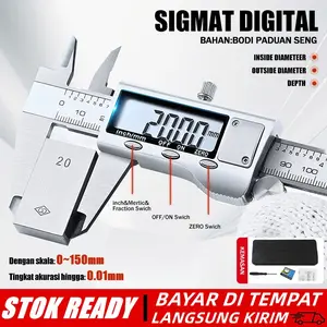 CASTA Sigmat Digital 150mm Jangka Sorong Vernier Caliper 0.01mm Zinc Alloy Akurasi Tinggi LCD Display mm/Inch + Kotak Penyimpanan Baterai Obeng Cocok Pengukuran Presisi Rumah Bengkel DIY Kerajinan Praktis Awet