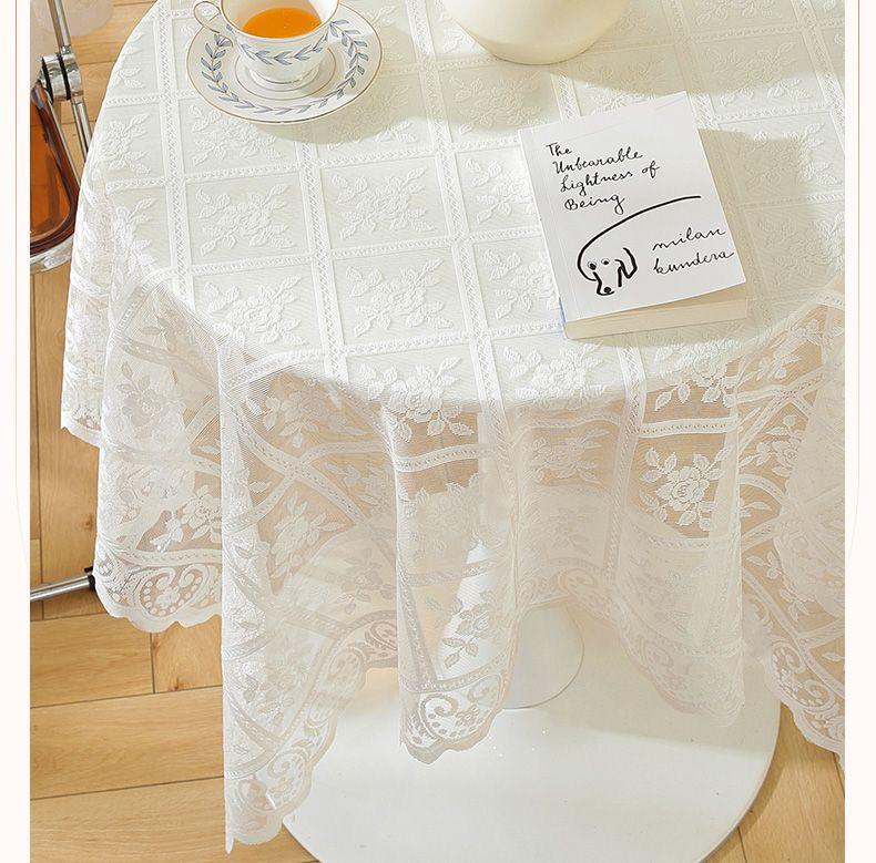 Product Introduction of Khăn trải bàn ren trắng, chất lượng cao, thích hợp cho Bàn tròn Nhỏ và Bàn cà phê, khăn trải dài và đầu giường, khăn che tủ lạnh, vải chống bụi 1