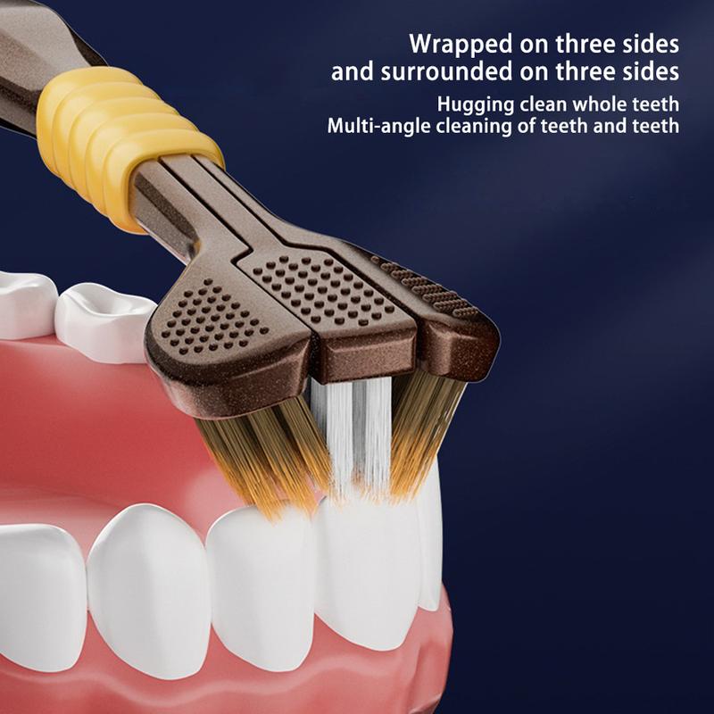 Product Introduction of Three-sided Toothbrush 6-piece Set For Tongue Brushing 360° Efficient Oral Cleaning Care Toothbrush Household Adult Three-head 3D Adult Toothbrush 16