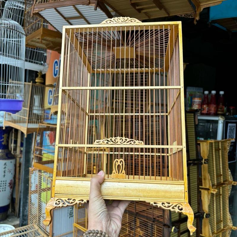 Lồng gỗ kiềng 25*40 chân quỳ hoa văn giành cho  hút mật/ vành khuyên/ ốc mít shop lồng chim đôla huế combo đủ phụ kiện nậm móc áo cóng cầu caurehut mat hutmat 7mau