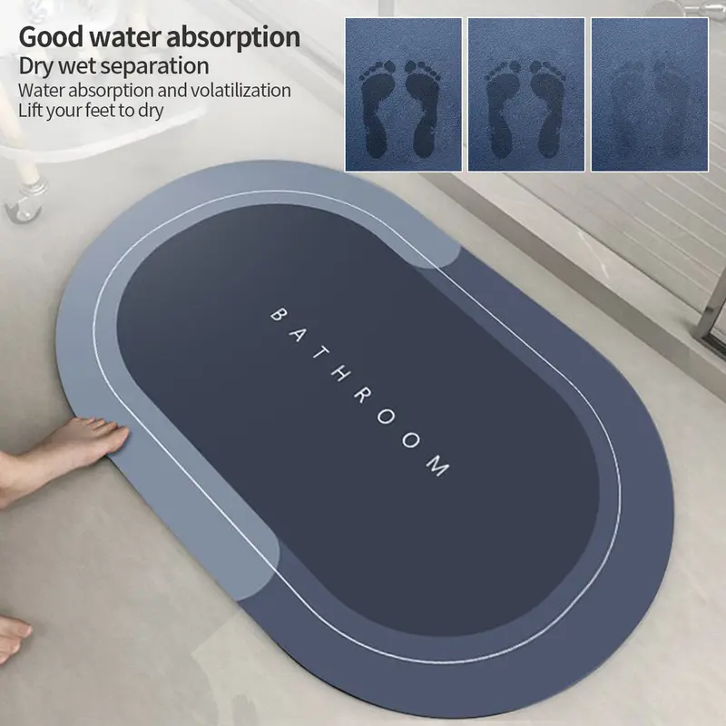 Thảm Lau Chân Silicon cao cấp Siêu Thấm Hút Nước Siêu Mềm Chống Trơn (40x60cm), Thảm Chùi Chân Đế Cao Su Chống Trơn Trượt Nhanh Khô 1