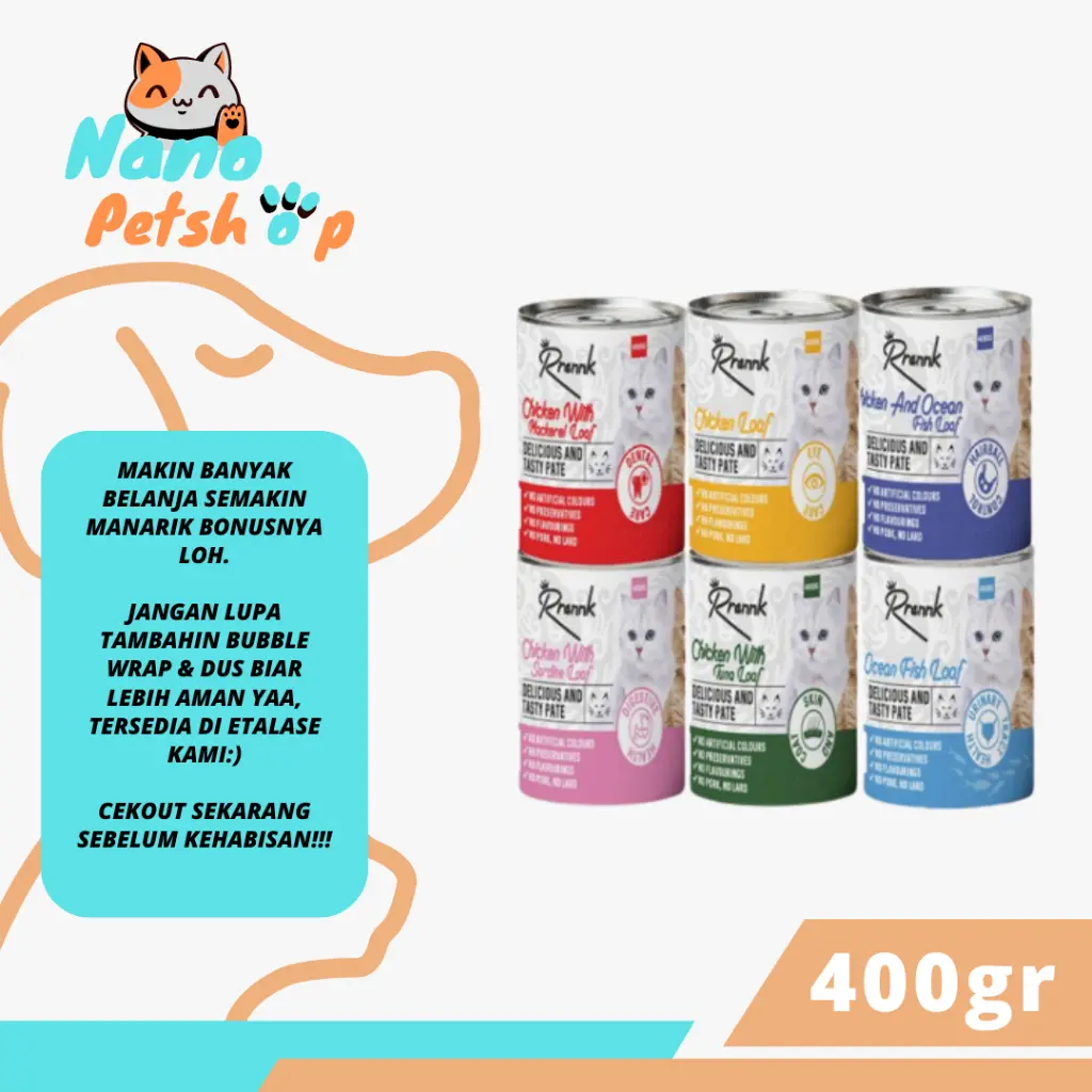 Nano.petshop - Makanan Kucing - Rrank Kaleng Wet Food 400gr
