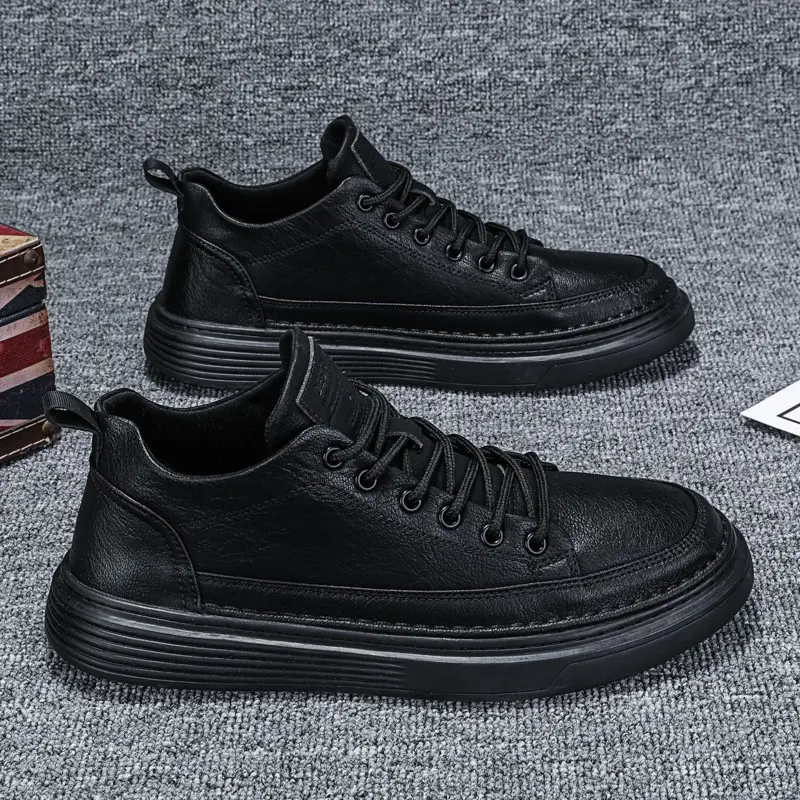 Giày Sneaker Nam, Giày Da Nam Cao Cấp Kiểu Mới 2024 Shoes Cao Su Đế Bằng Đế Cao 5