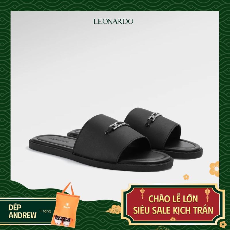 [MEGA LIVE] Dép Da Microfiber Cho Nam Andrew Quai Ngang Đế Chịu Nhiệt Thương Hiệu Leonardo