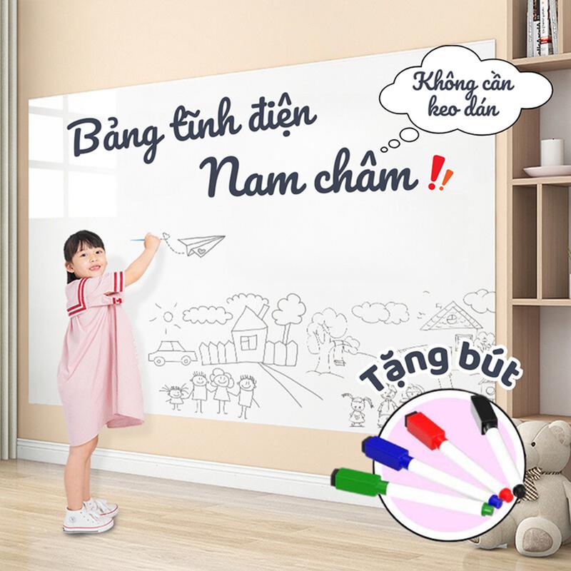 Bảng Trắng Dán Tường Từ Tính Không Dùng Keo, Bảng Viết Bút Lông