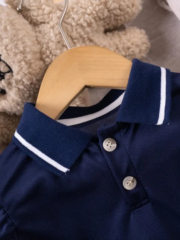 Toddler Girl's Solid Puff Sleeve Polo Dress, Cute Casual Short Sleeve Dress for Summer, Kids Clothes for Daily Wear 2