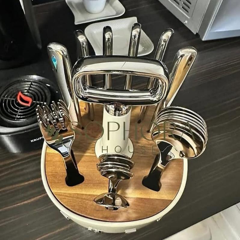 Giá đựng dao kéo Ý SMEG,Bộ dao thìa dĩa dành cho gia đình,giới hạn bằng thép không gỉ 304 Giá đựng dao kéo 3