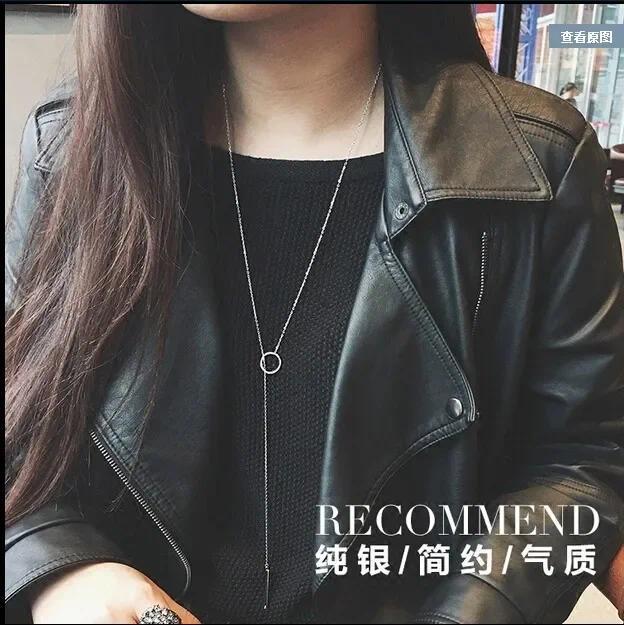 Product Introduction of 2024 Fashion Hot Sale Women Girls Circle Strip Long Chain Necklace Collares Kolye Bijoux Femme Choker Necklace 1