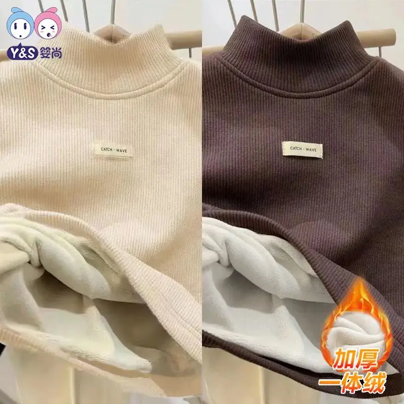 Áo Giữ Nhiệt Cho Trẻ Em, Yingshang, Lót Lông Cừu, Dày Dặn, Dài Tay, Cho Bé Trai Và Bé Gái, Thích Hợp Cho Mùa Thu Và Mùa Đông, Hàng Mới Về 2024, Áo Sơ Mi Lớp Nền Nhung