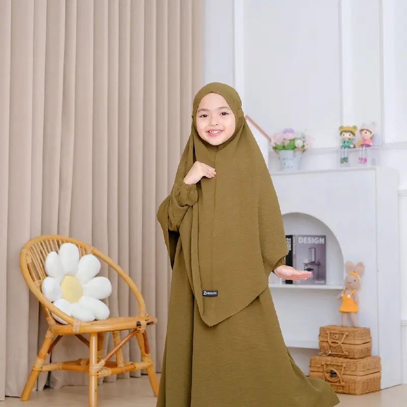 Gamis Sar'i anak perempuan set masa kini dan lucu Khimar 6