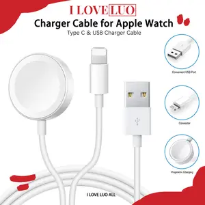 [Hanya berlaku untuk Apple Watch] Charger Cable for Jam Tangan Smartwatch for Iwatch Apple Watch Ultra 2 49mm SE Series 11 10 9 8 7 6 5 4 3 2 1 46mm 45mm 42mm 41mm 44mm 40mm 38mm 2 In 1/3 In 1 Type C/USB Wireless Magnetic Fast Charger Cable