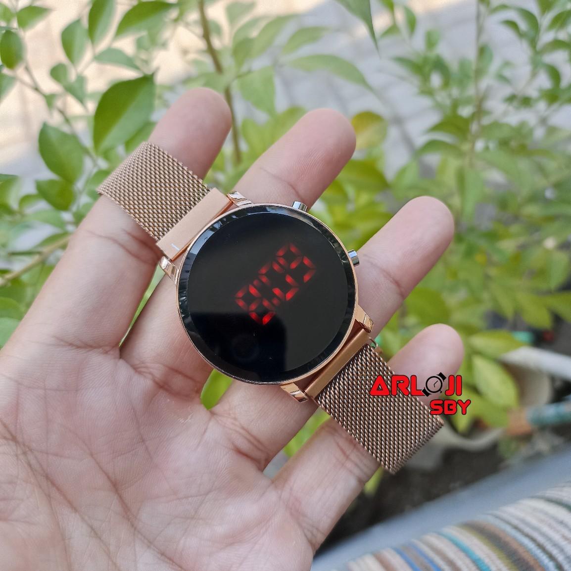 JAM LED WATCH MAGNET DIGITAL Stainless Elegan Wanita