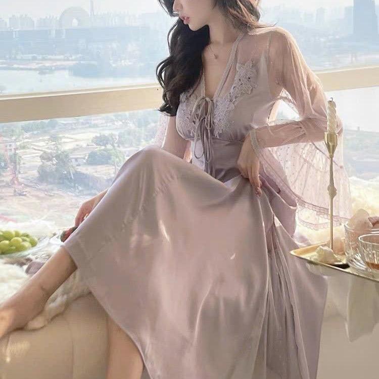 Váy ngủ dáng dài tay xoè tiểu thư 6