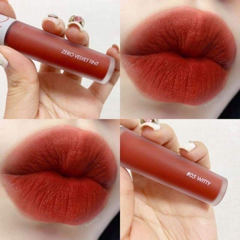 Son Kem Lì  Zero Màu 05- Đỏ Gạch, Son Zero Velvet Tint 05 Đỏ Gạch