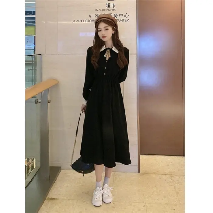 Váy Giáng Sinh, Dành Cho Nữ, Màu Đỏ, Dài Tay, Thích Hợp Cho Đầu Xuân Và Mùa Thu, Phong Cách Tình Yêu Đầu Tiên Nhẹ Nhàng Kiểu Pháp, Váy Dài Nhỏ MTM560 4