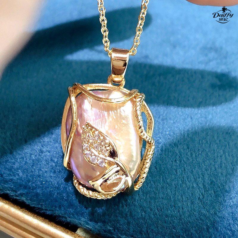 Product Introduction of Vòng Cổ Baroque Ngọc Trai Nước Ngọt, Tự Nhiên Thuần Khiết, Bộ Dây Cao Cấp Dành Cho Nữ, Với Nhẫn Dễ Thương, Mặt Dây Chuyền Và Bông Tai Đinh tán, Bộ Ba Mảnh 7