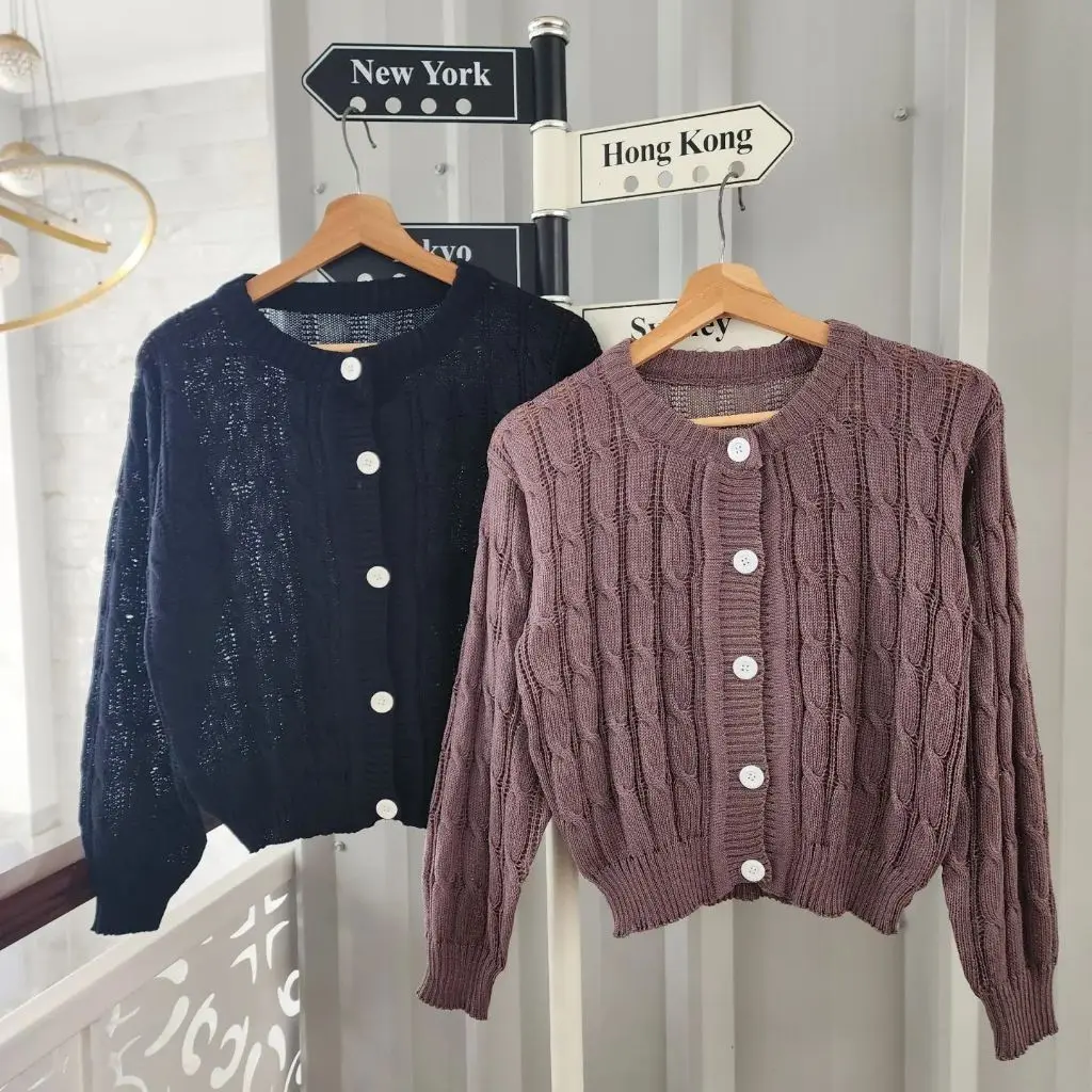 KNITZEN Eca Cable Outer | Rajut | Atasan Wanita Trendy Murah
