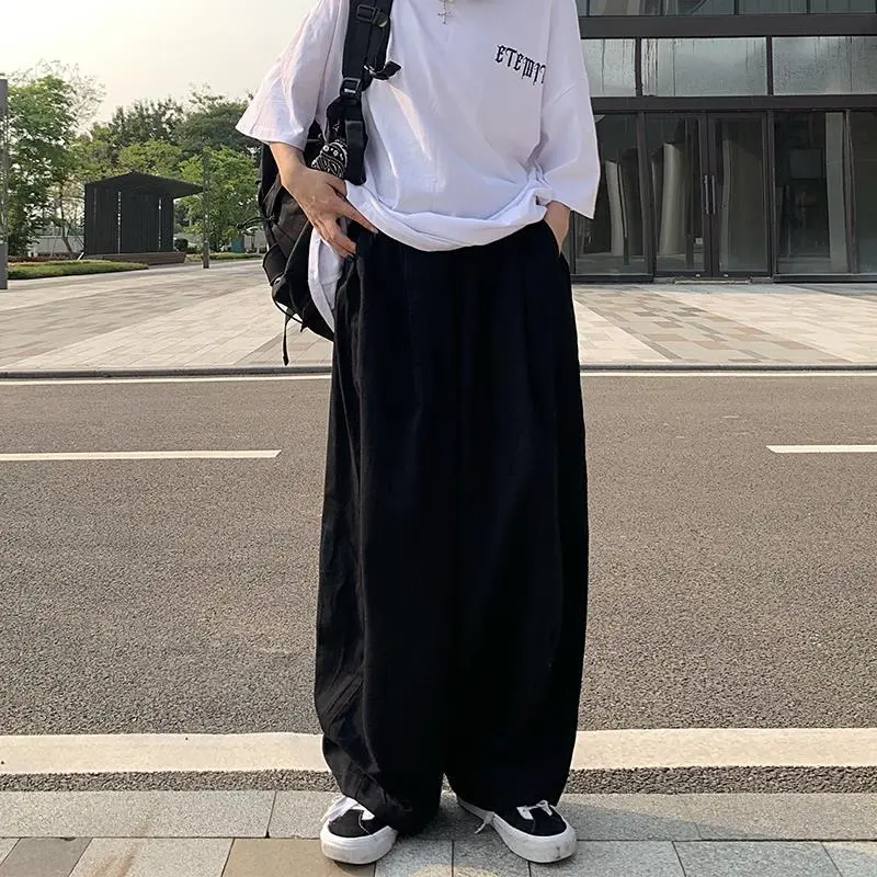 Quần Dài Ống Rộng, Cắt Thẳng, Phong Cách Harajuku Nam, Thời Trang Đường Phố Cao Cấp, Thương Hiệu Hợp Xu Hướng Quần Yếm, Quần Dài Thường Ngày Thích Hợp Cho Mùa Hè Menswear Pants