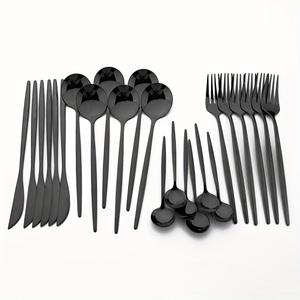 Juego de cubiertos de acero inoxidable, 12/16/24/ 32 piezas que incluyen cuchillo, tenedor, cuchara, cuchara de café, juego de vajilla para el hogar, cocina, restaurante, fiesta, boda, regalo
