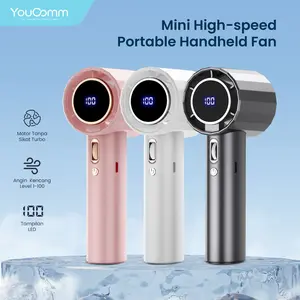 High-Speed Portable Handheld Fan 100 Gear Kipas Angin Digital Turbo Adjustable USB Rechargable