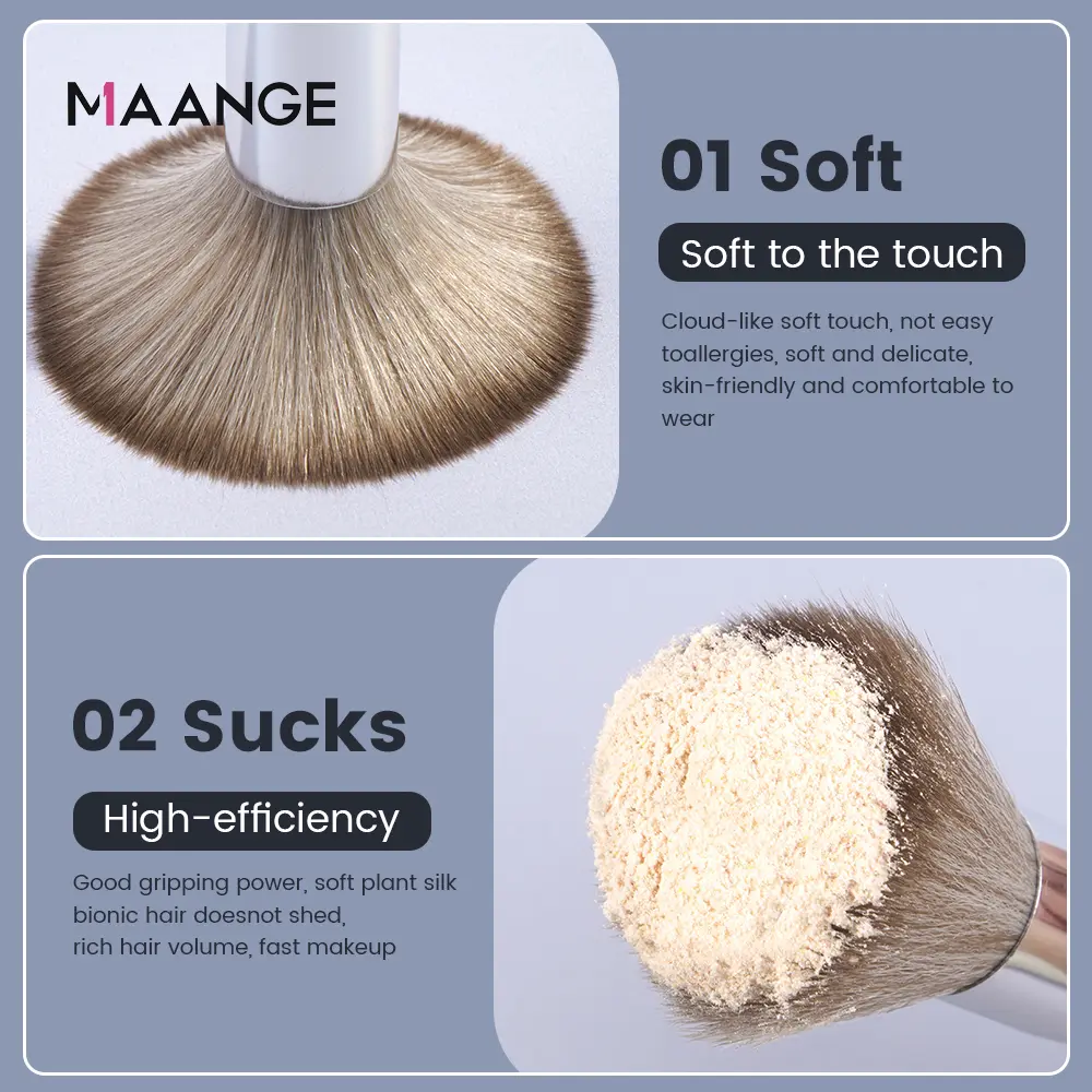 Bộ cọ trang điểm MAANGE 14 chiếc kèm túi đựng cọ trang điểm màu bạc Cọ trang điểm mặt 1414 Women Cosmetic | BigBuy360 - bigbuy360.vn