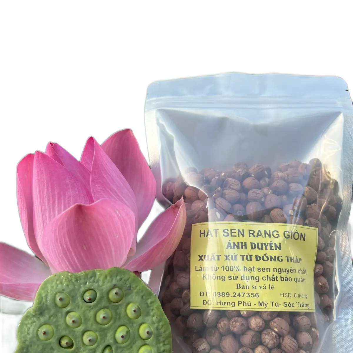 Hạt sen tách vỏ sấy khô rang giòn 500gram