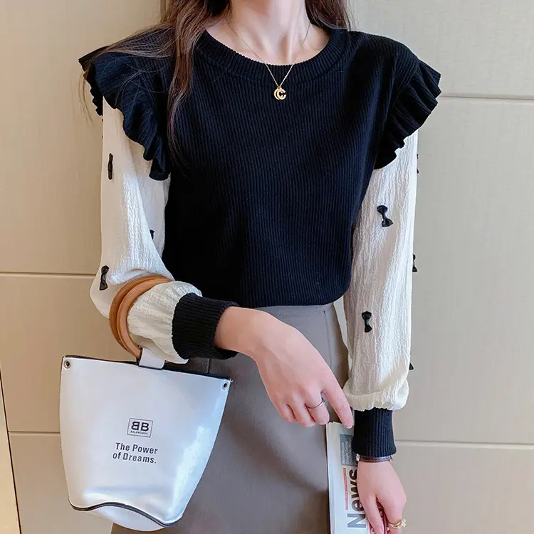 Blouse Women Korean Style Fashion Sweater Women New Design Sense Niche Lazy Wind Slim Age-reducing Temperament Versatile Top Tide Women Clothes