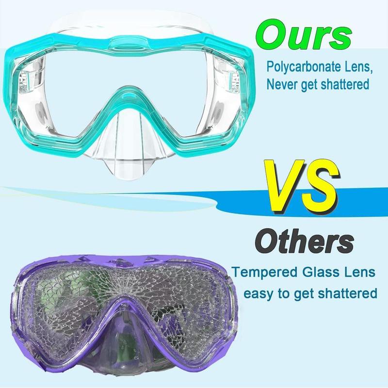Three-sided Wide View Adjustable Snorkel Mask Kit, 1 Set Leak-proof & Anti-fog Diving Mask with Breathing Tube, Water Sports Equipment for Gift 4