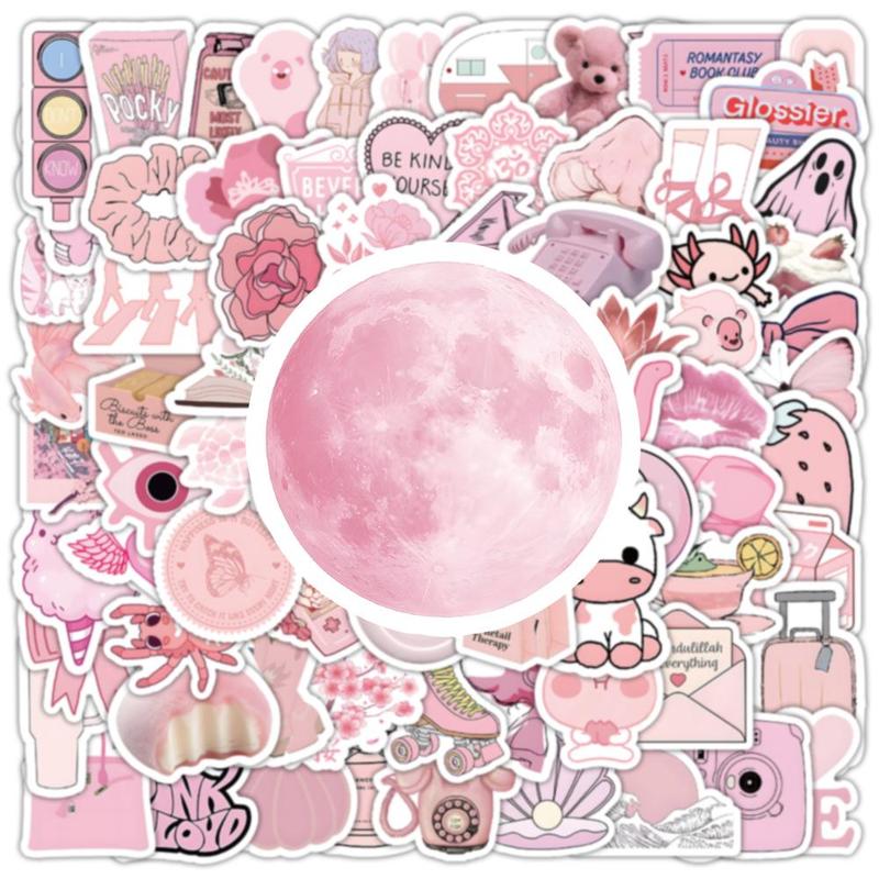 100pcs Pink Cute and Warm Style Sticker Packs for Phone Skateboard Motorcycles Laptop Luggage Bike Notebook Decoration Water Cup Guitar Notebook Book Creative Diy 4