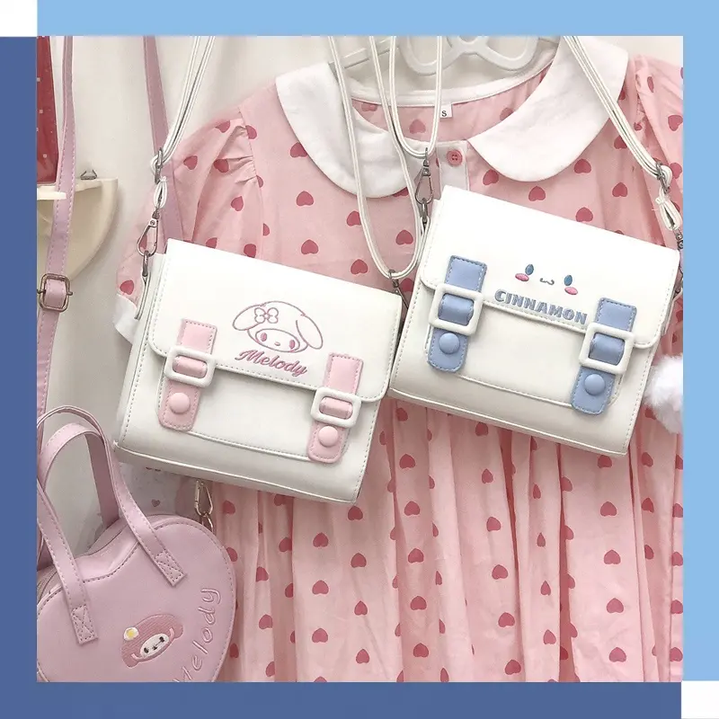 Túi đeo vai, phong cách Cô Gái Dễ Thương Hàn Quốc, túi Hoạt Hình, túi Tote Lolita, túi Đeo Chéo, thích hợp cho học sinh, làm bằng chất liệu PU, hình vuông, túi 0