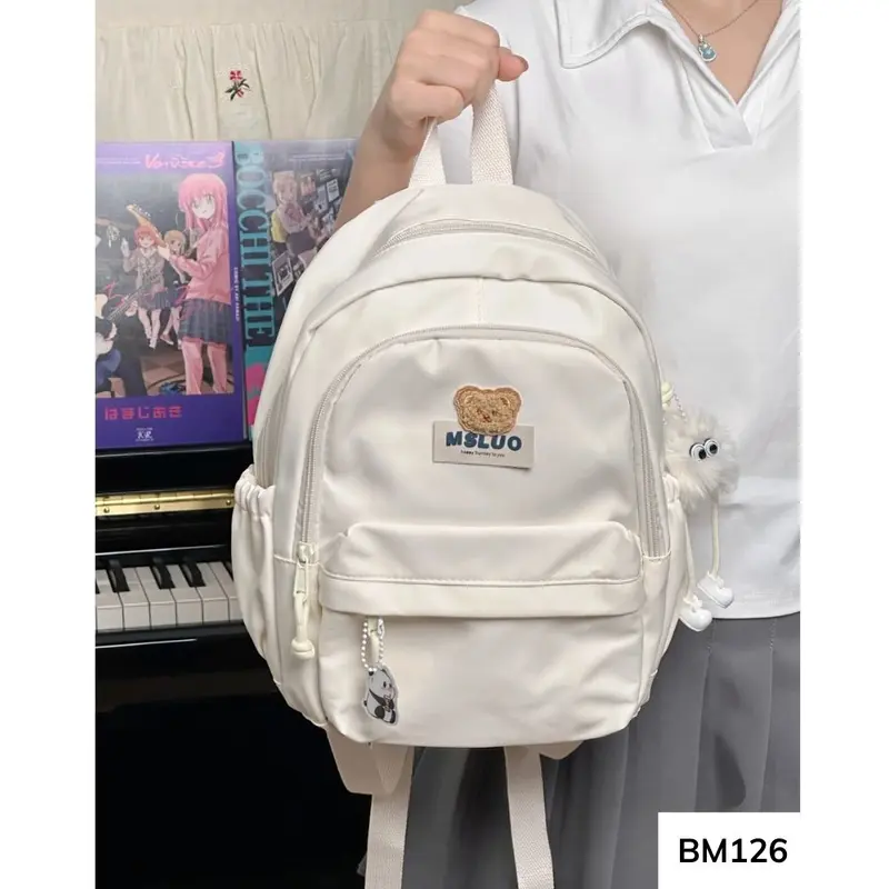 Balo mini vải phong cách basic Ulzzang dễ phối đồ nhiều ngăn mang đi học thêm , đi chơi BM126 gagastore 5