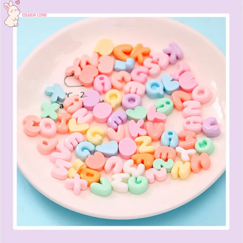 Charm Chữ Đục Mini Trang Trí Tiểu Cảnh,Handmade Ốp Lưng,Bình Nước,Nón Bảo Hiểm,KẹpTóc [1 cái ]-Charm Lumi - 1