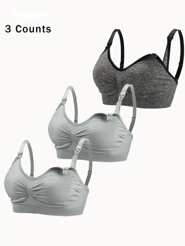 【Plus Size】 Solid Wireless Bra, Comfortable Breathable Buckle Back Nursing Bra for Pregnancy & Postpartum, Maternity Bra for Daily Wear 4