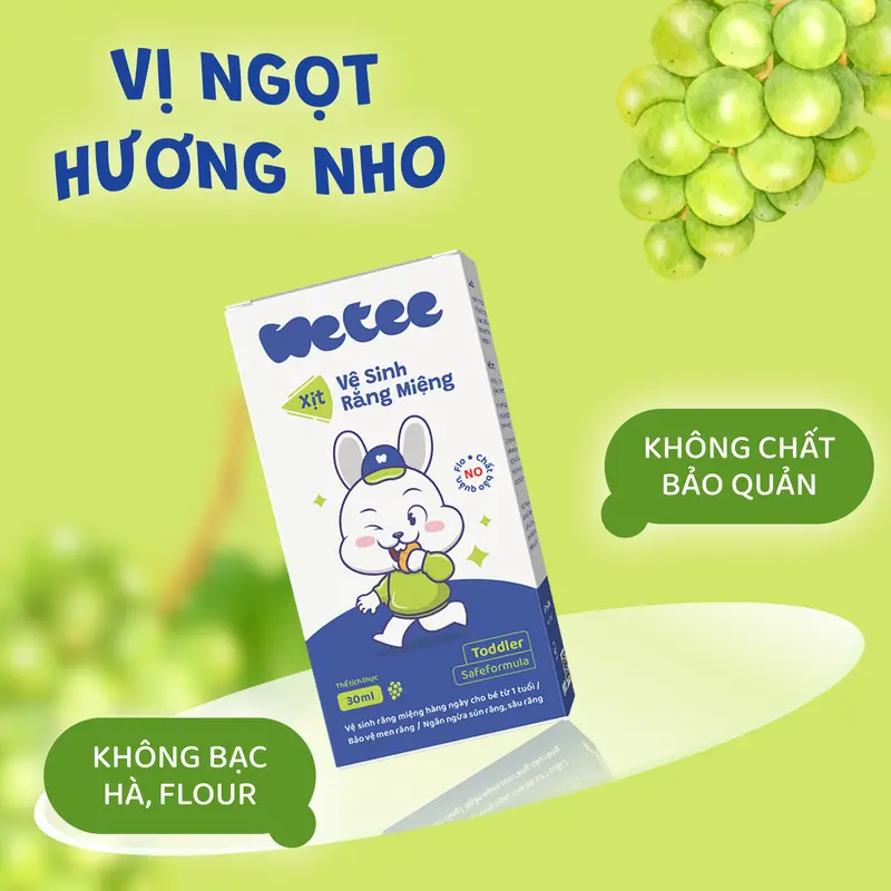 [COMBO 2] Xịt Vệ Sinh Răng Miệng Wetee (Safeformula Toddler) 30ml Cho Bé Từ 1 TUỔI, Hương Nho, Vị Ngọt, Hỗ trợ Bảo Vệ Men  Răng, Hỗ Trợ Ngăn Ngừa Sâu Răng Sún Răng Của Trẻ 4