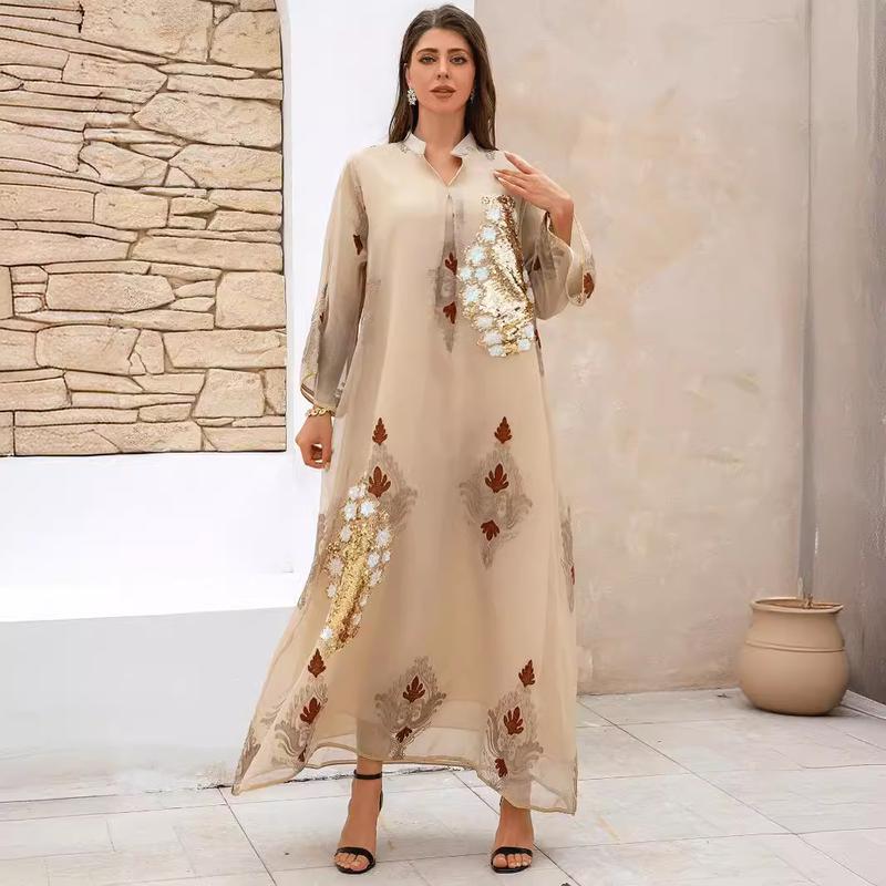 Jubah Wanita, Gaya Panas Timur Tengah, Bersulam Labuci, Gaun Arab ...