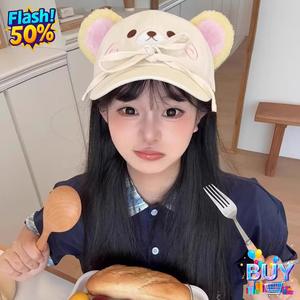 หมวกเบสบอล Rilakkuma, สต็อกพร้อม, สำหรับผู้หญิง, เส้นรอบวงศีรษะใหญ่, กระชับสัดส่วนใบหน้า, หมวกกันแดด, หมวกปากเป็ดบังแดด, ดีไซน์สวย, แฟชั่น, สไตล์ขั้นสูง, ปี 2025