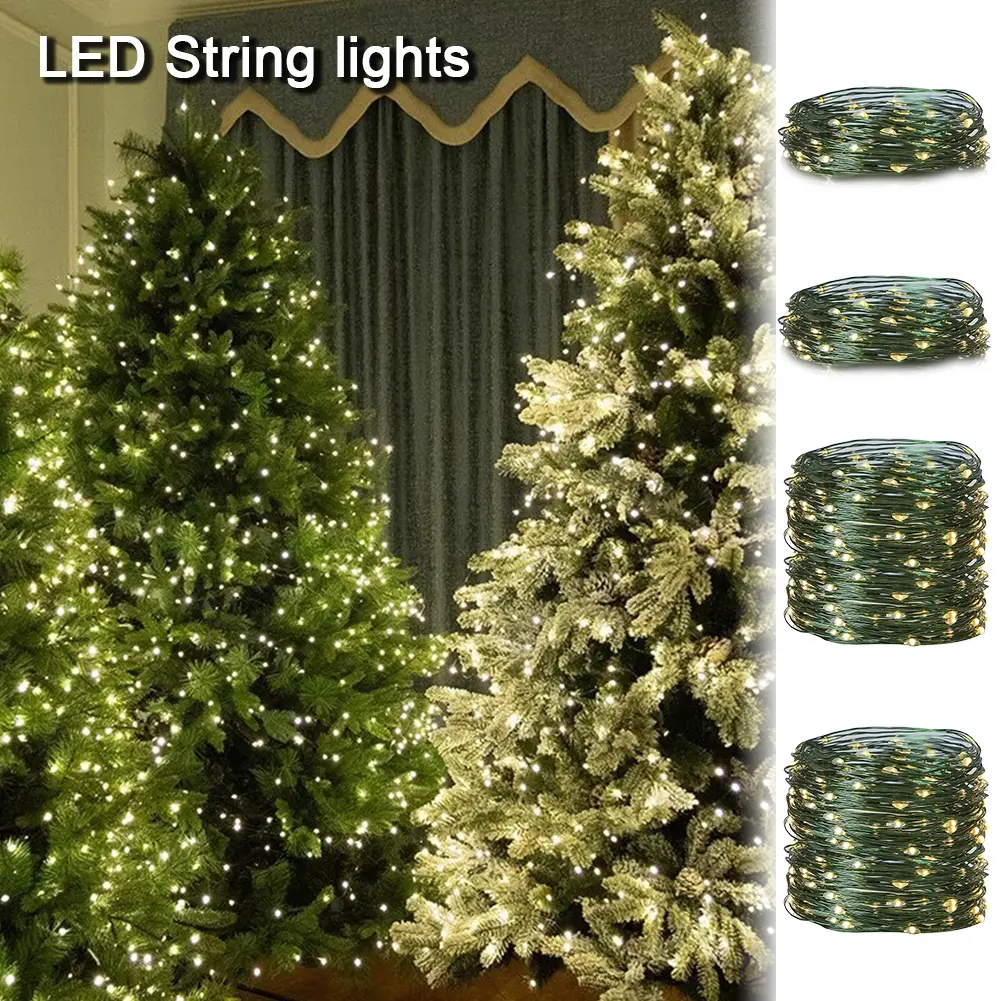 10/20m Christmas Tree Decoration LED String Lights Battery USB String Lights with Remote Control Garland Holiday Home Party Decor Fairy Lights #470792