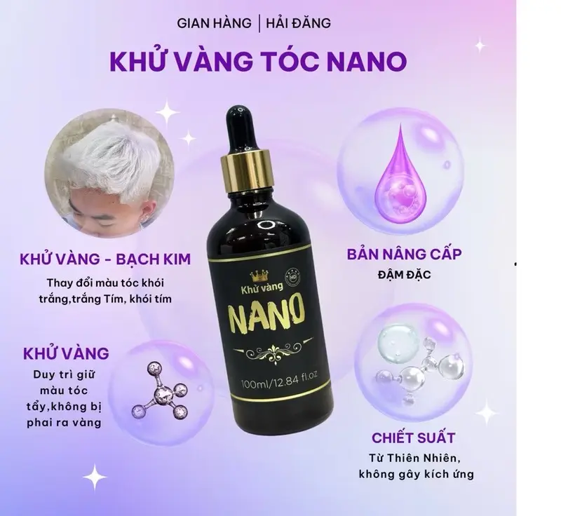 100ml Tinh chất khử vàng NaNo cao cấp, khử vàng cho nền tóc tấy, khử vàng cho nền tóc bị trôi nền. Nhuộm Tóc Đổi Màu Tóc 0
