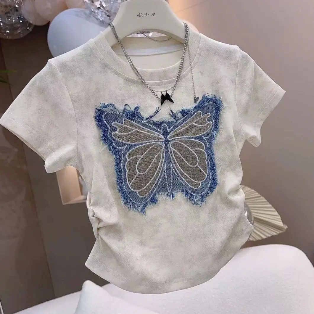 Bộ Đồ Mùa Hè Cho Bé Gái, Hàng Mới Về Năm 2024, Phong Cách Phương Tây, Áo Phông Ngắn Tay, Váy Denim Người Nổi Tiếng Trên Internet Thường Ngày Bộ Đồ Hai Mảnh, Cho Trẻ Em