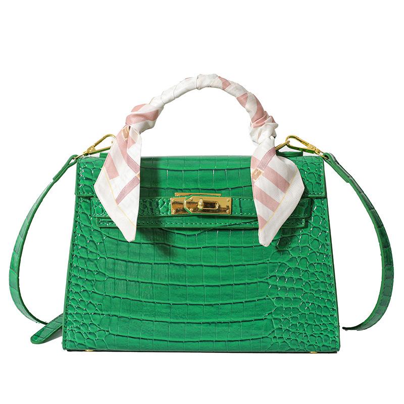 Cross-Border Texture Kelly Bag 2025 Spring New Handbag Crocodile Pattern Shoulder Bag Retro All-Match Crossbody Women's Bag 7