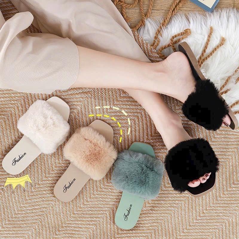 Dép Quai Ngang Lông Vũ Đế Bệt Dẻo Nhẹ Cao Cấp gótxinh quảng DéP Shoes