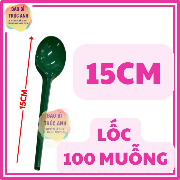 Lốc 100 Muỗng nhựa dùng 1 lần 15cm dùng ăn cơm , uống cafe , uống trà sữa 6