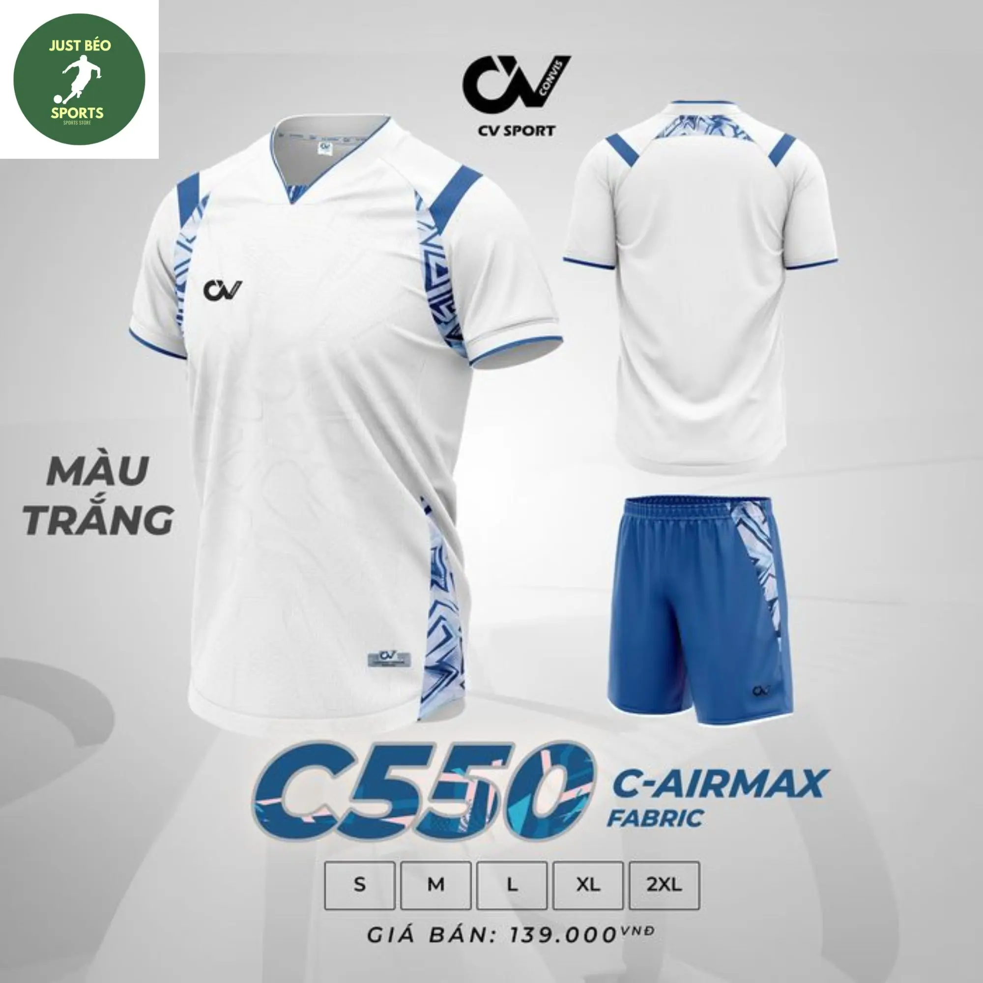 QUẦN ÁO BÓNG ĐÁ, ĐỒ ĐÁ BANH NAM NỮ CV C550 - CHẤT LIỆU VẢI CO GIÃN, THOÁNG MÁT, THẤM HÚT MỒ HÔI - THIẾT KẾ ĐỘC ĐÁO, ĐẸP MẮT - NHẬN IN TÊN SỐ TỪ 1 BỘ, IN TÊN SỐ ĐỘI NHÓM - JUST BÉO SPORTS