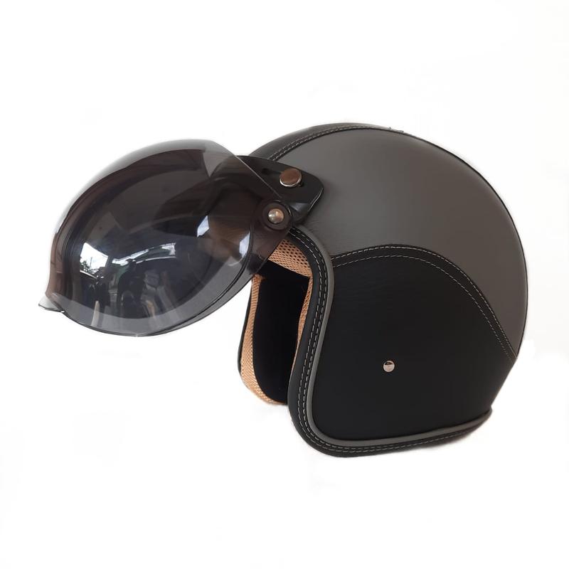 Helm Retro Pria Wanita Dewasa Combinasi Two Tone Hitam Abu 3