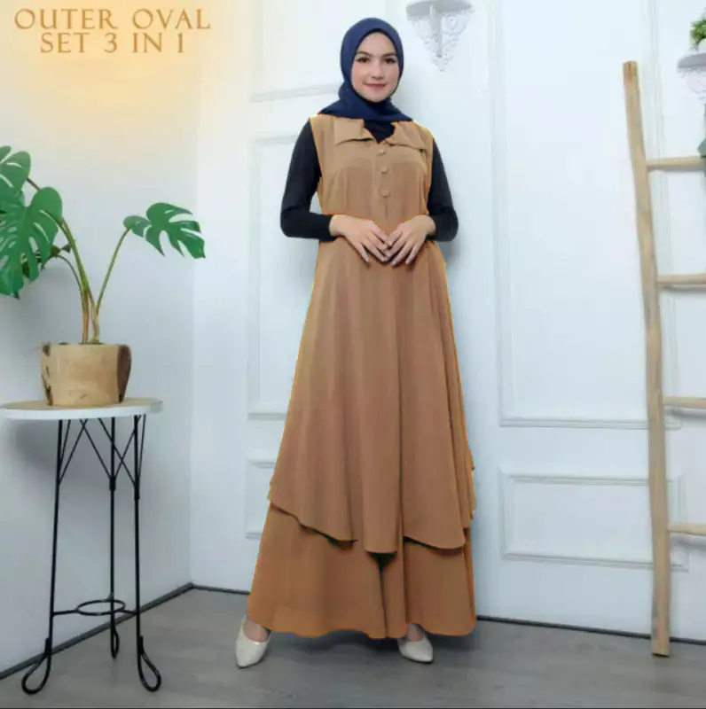 SETCEL setelan celana kulot payung | baju one set wanita terbaru | setelan outer kekinian | cardigan wanita | gamis muslim Atasan Bawahan Panjang 2